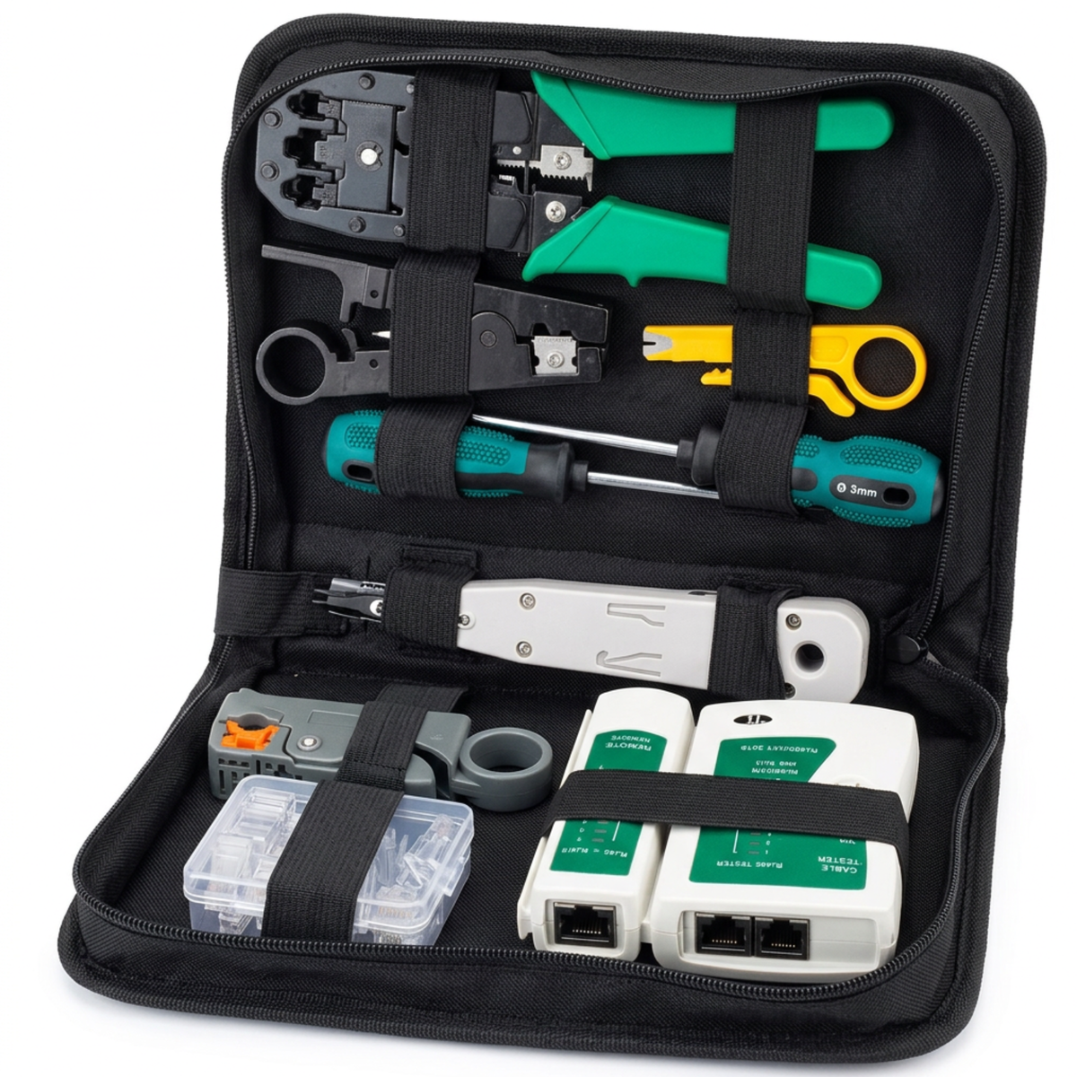 Kit Crimpeadora + Tester RJ45 UTP con 10 Piezas