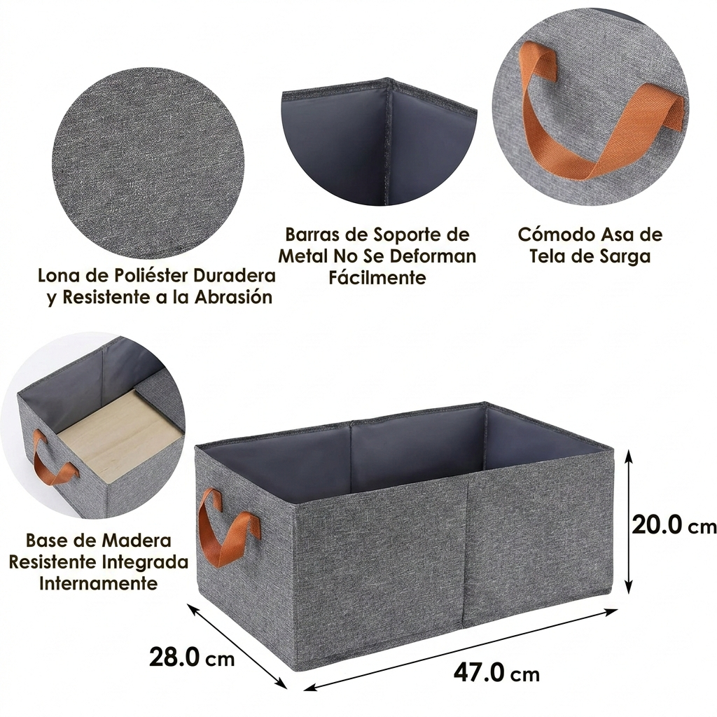 Pack 3 Canastas Organizadoras Plegables de Tela