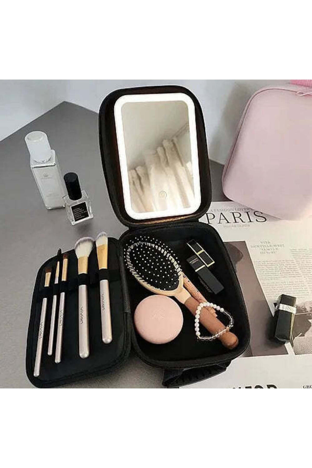 Estuche de Maquillaje con Espejo y Luz LED