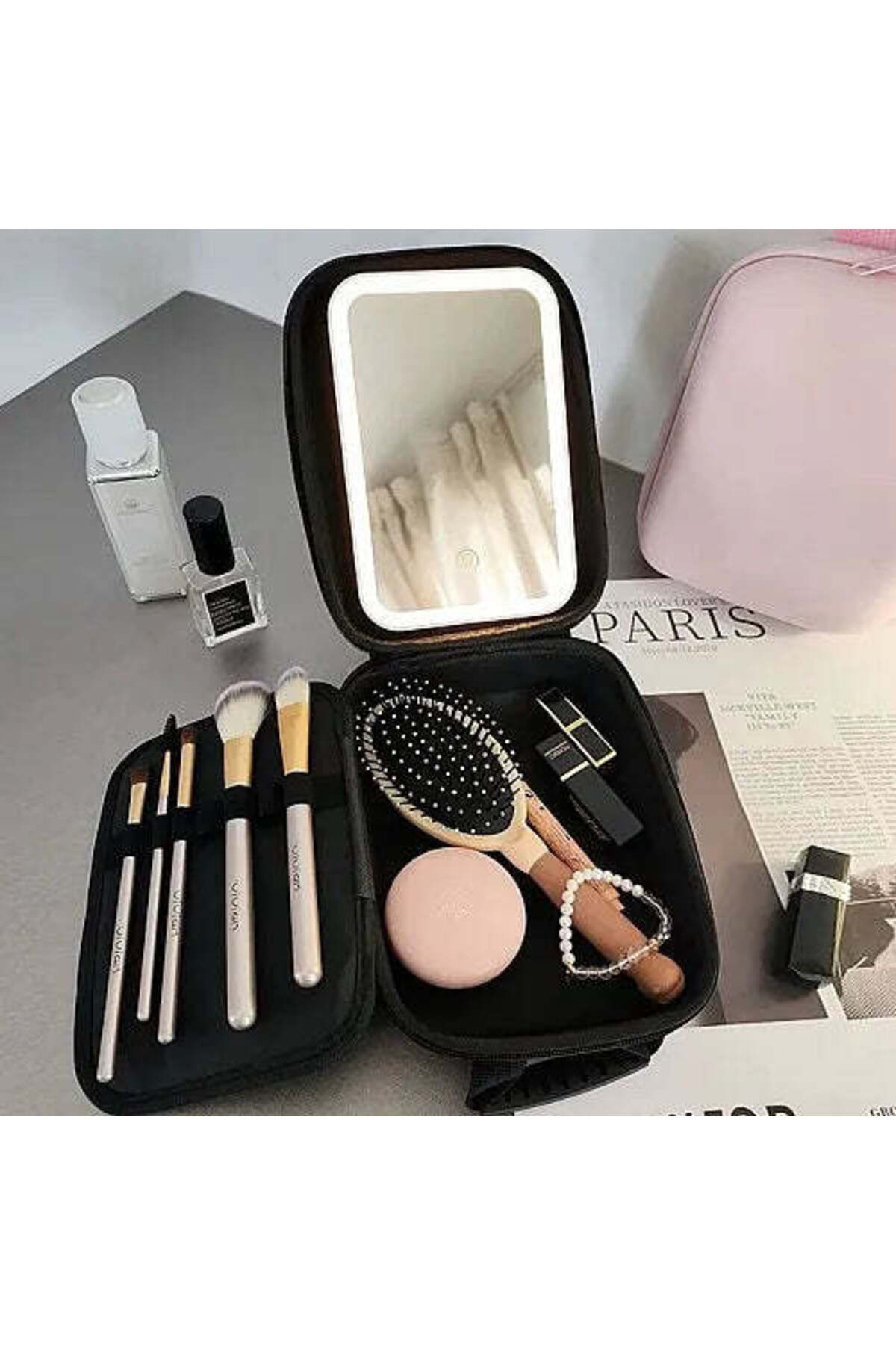 Estuche de Maquillaje con Espejo y Luz LED