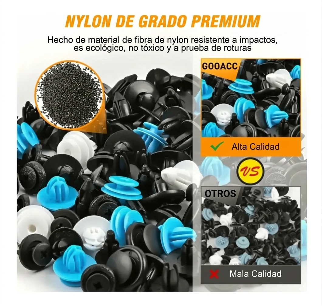 Kit 100 Clips Plásticos Universales para Vehículo Marca Pervoi