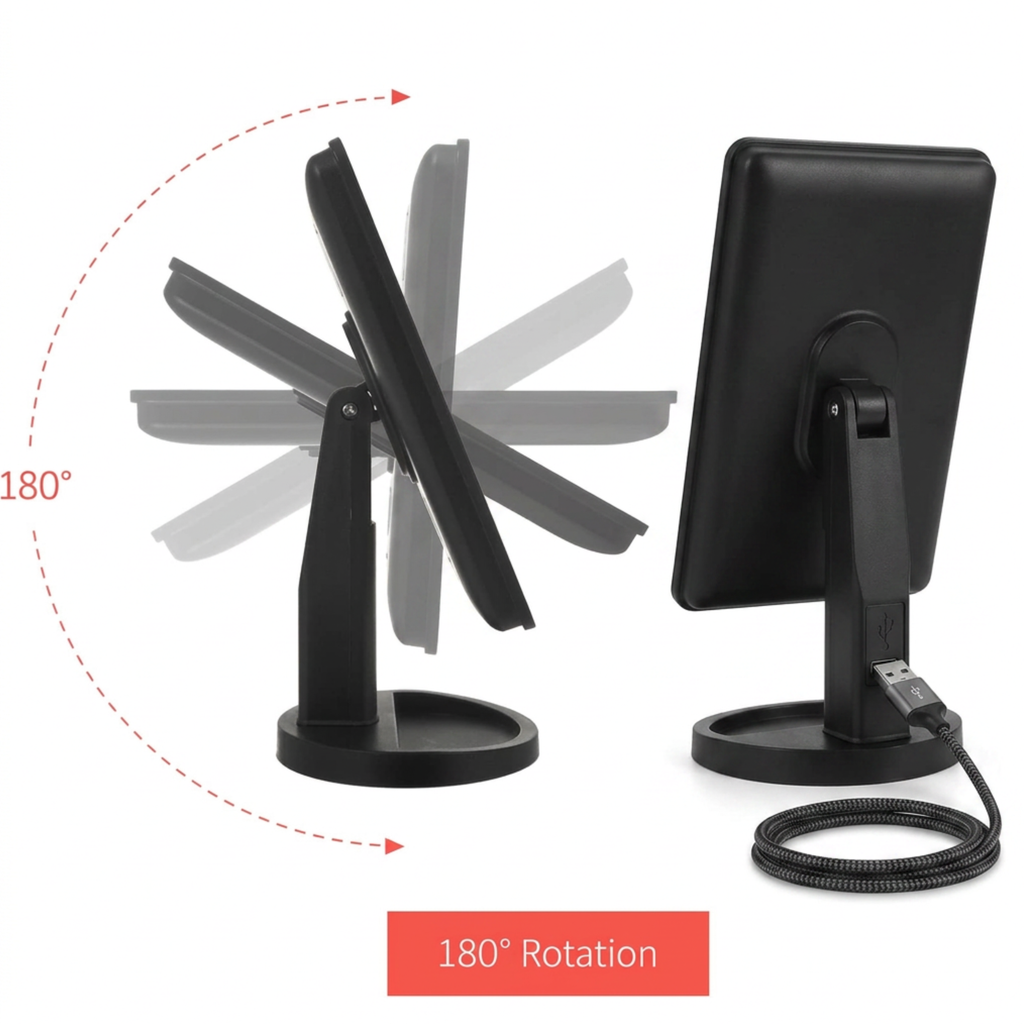 Espejo LED HD de Tocador con Rotación 180°