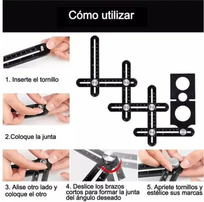 Regla Multiángulo de Aluminio con 6 Brazos