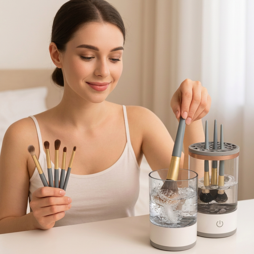 Limpiador Eléctrico de Brochas de Maquillaje con carga USB y Portátil
