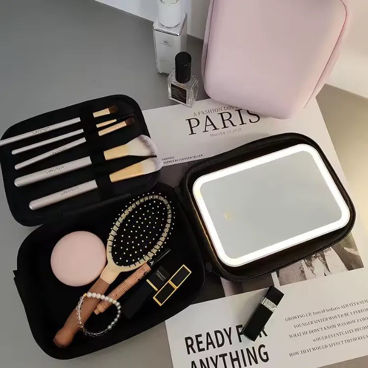Estuche de Maquillaje con Espejo y Luz LED
