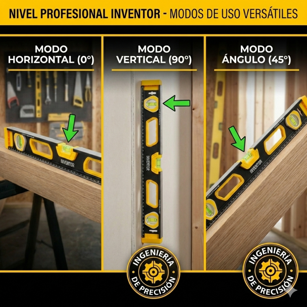 Nivel de Aluminio 3 Burbujas 50cm Marca Inventor