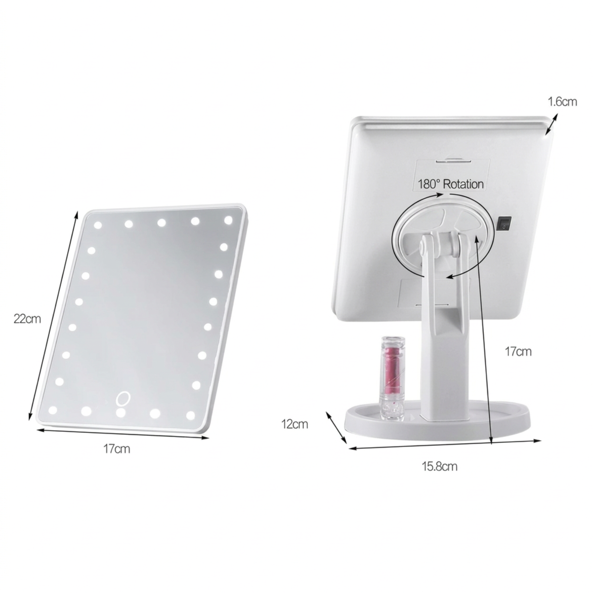 Espejo LED HD de Tocador con Rotación 180°
