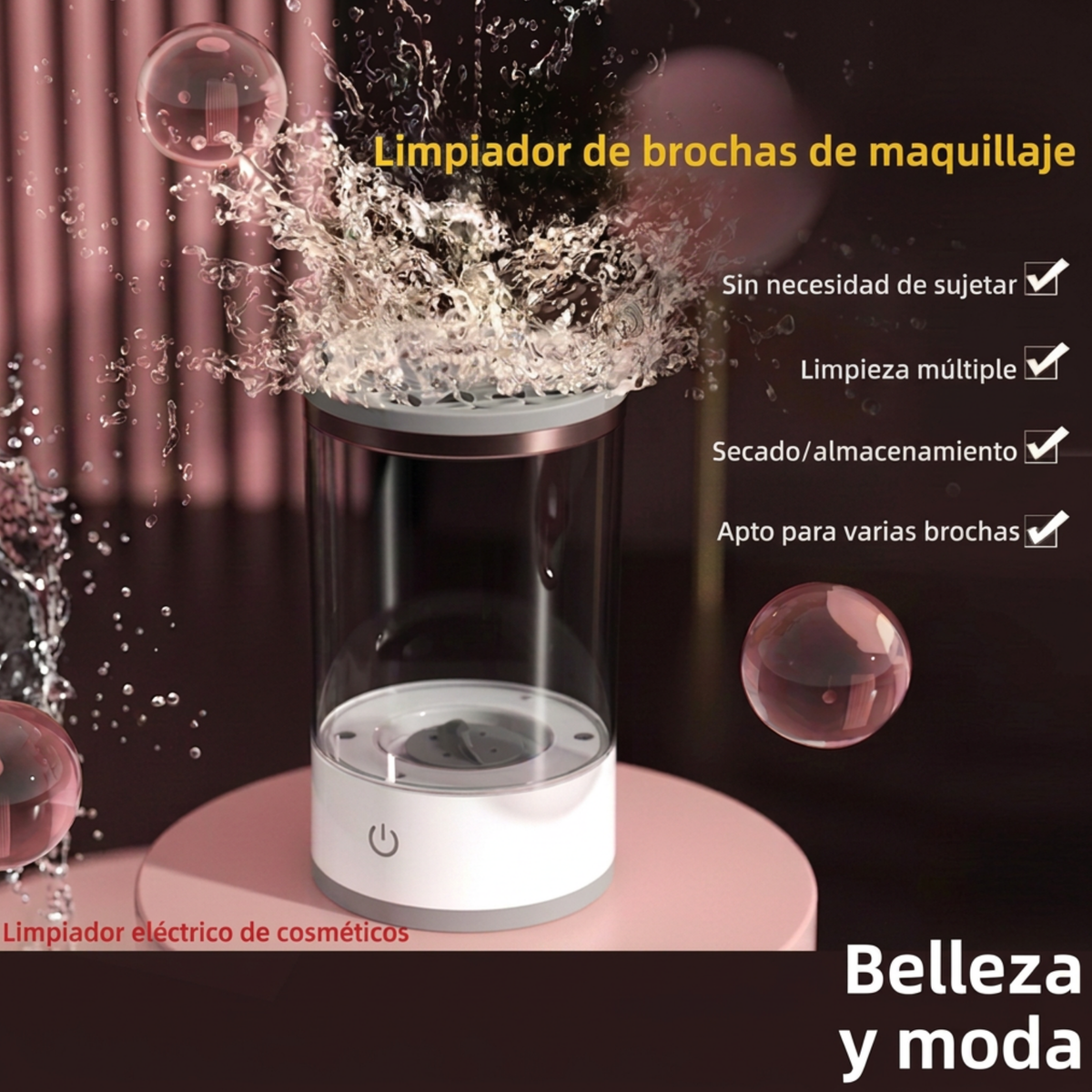 Limpiador Eléctrico de Brochas de Maquillaje con carga USB y Portátil