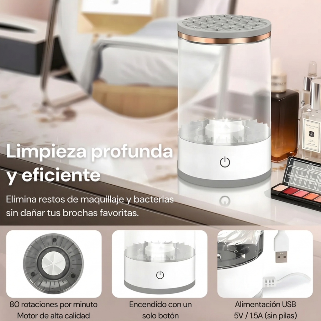 Limpiador Eléctrico de Brochas de Maquillaje con carga USB y Portátil