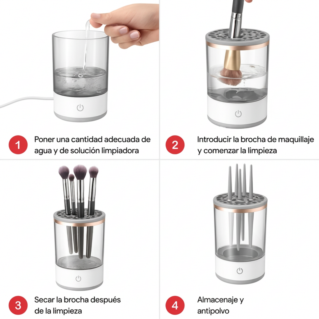 Limpiador Eléctrico de Brochas de Maquillaje con carga USB y Portátil