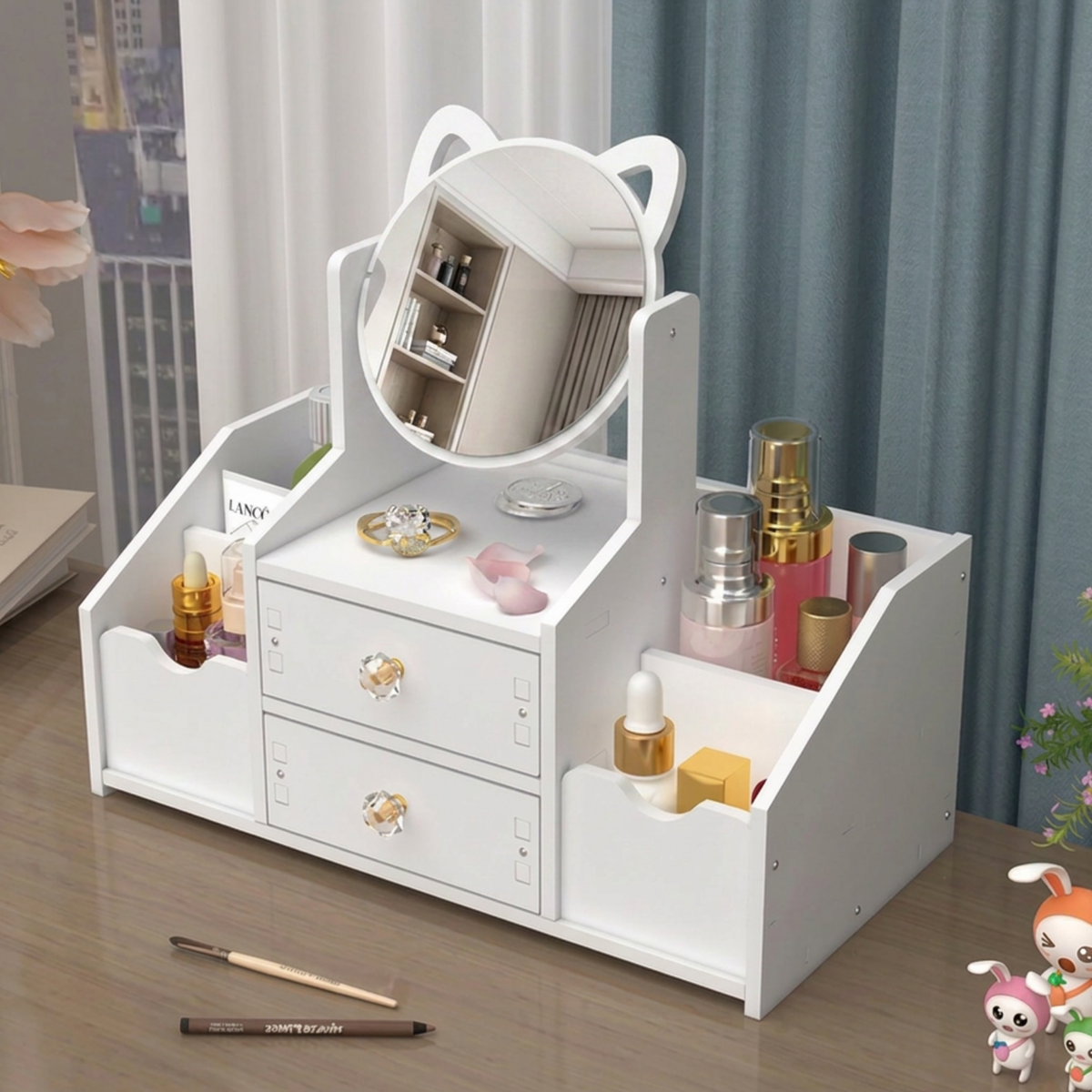 Joyero Organizador con Espejo con Diseño de Gatito