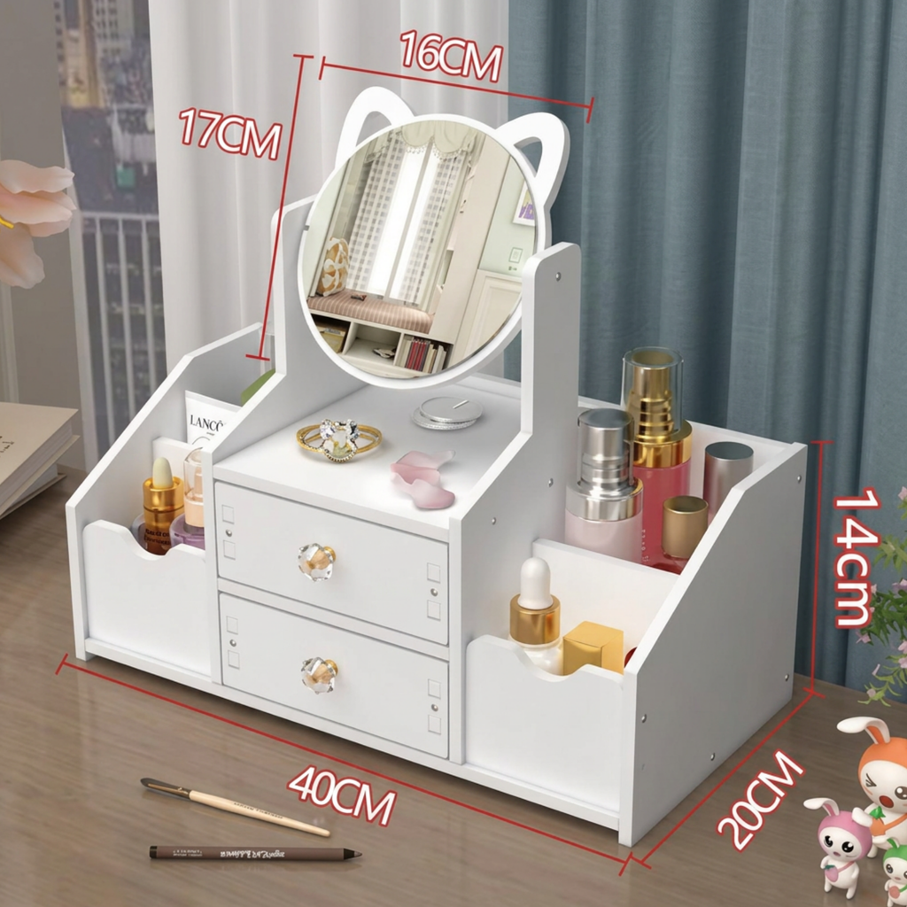 Joyero Organizador con Espejo con Diseño de Gatito
