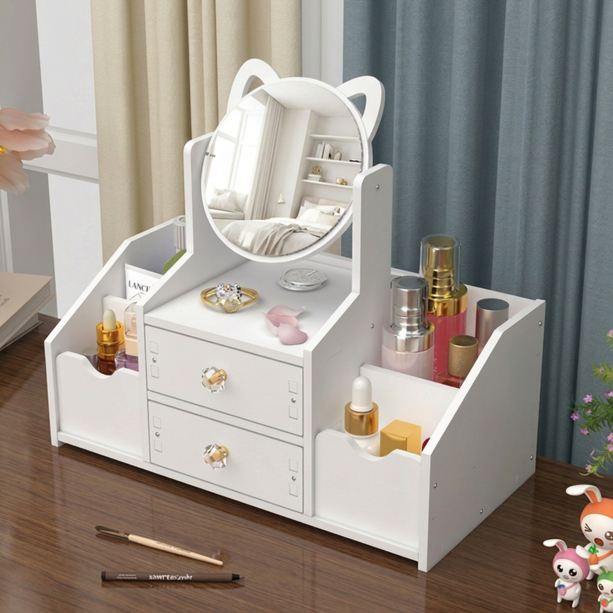 Joyero Organizador con Espejo con Diseño de Gatito