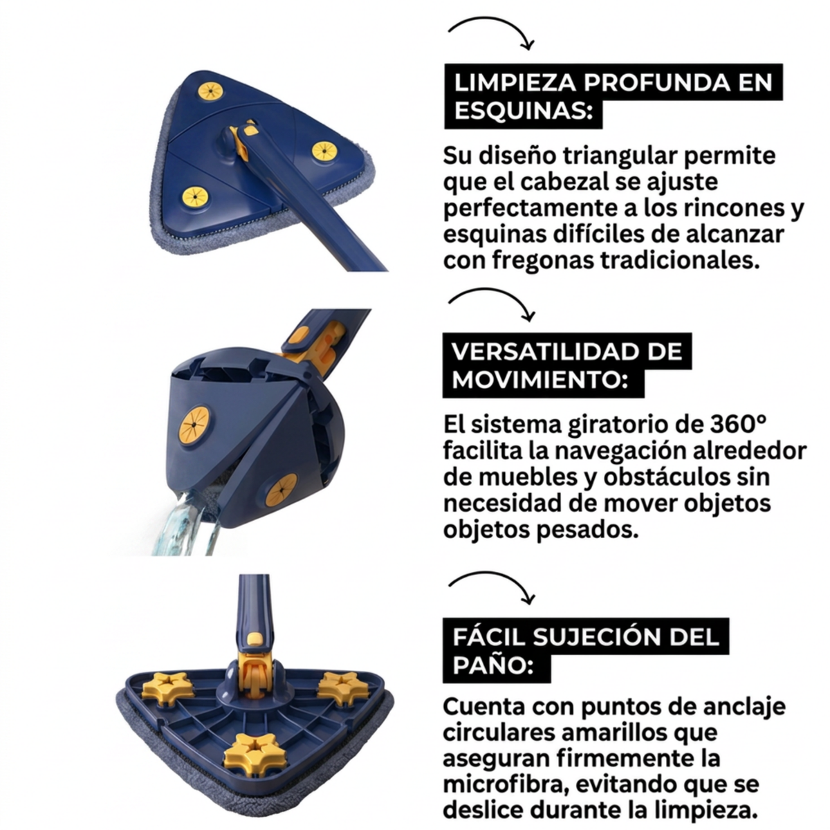 Mopa Triangular 360° con Cabezal Giratorio